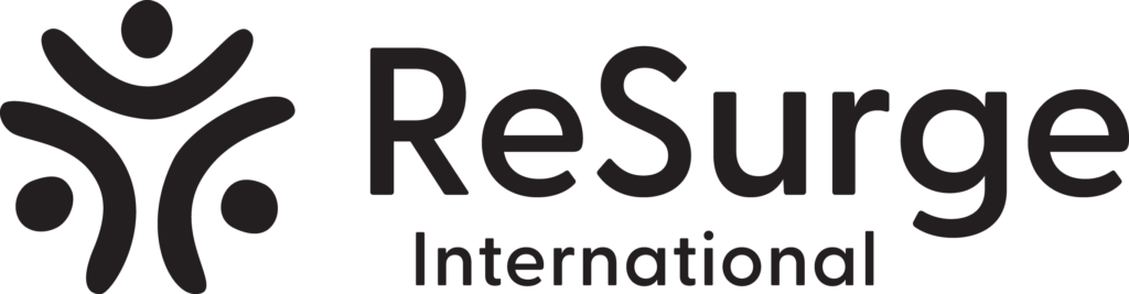 ReSurge International logo with abstract human figures forming a circular shape on the left and the words “ReSurge International” in bold, modern font on the right.