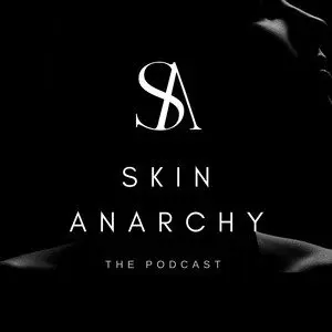 Black and white image with the letters “SA” at the top, “Skin Anarchy” in the center, and “The Podcast” at the bottom. A partial outline of a face and shoulders appears on the right and left edges, reflecting the bold spirit of Skin Anarchy as it explores innovative topics like the PWRS program.