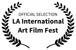 Black laurel branches surround the text “Official Selection LA International Art Film Fest” on a light background, indicating a film’s official selection status at the festival—an honor bestowed this year upon a powerful reconstructive surgery Nepal documentary film.