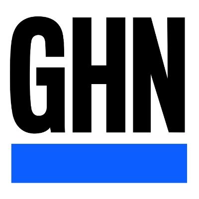 Black bold letters "GHN" above a thick horizontal blue bar, with the ReSurge Press name elegantly featured, all on a clean white background.