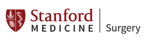Stanford Medicine Surgery logo with a red shield featuring a tree, DNA strand, and symbols, next to "Stanford Medicine | Surgery" in red and gray text, representing Stanford Plastic Surgery’s commitment to training world-class reconstructive surgeons.