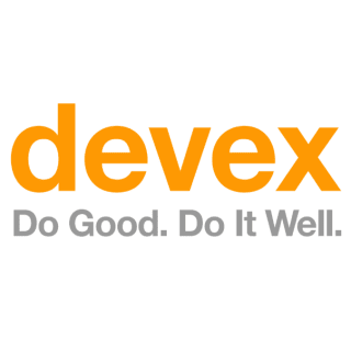 The image shows the word “devex” in large orange letters above the gray slogan, “Do Good. Do It Well.” on a white background, evoking a sense of purpose often seen in campaigns supporting causes such as Breast Cancer awareness.